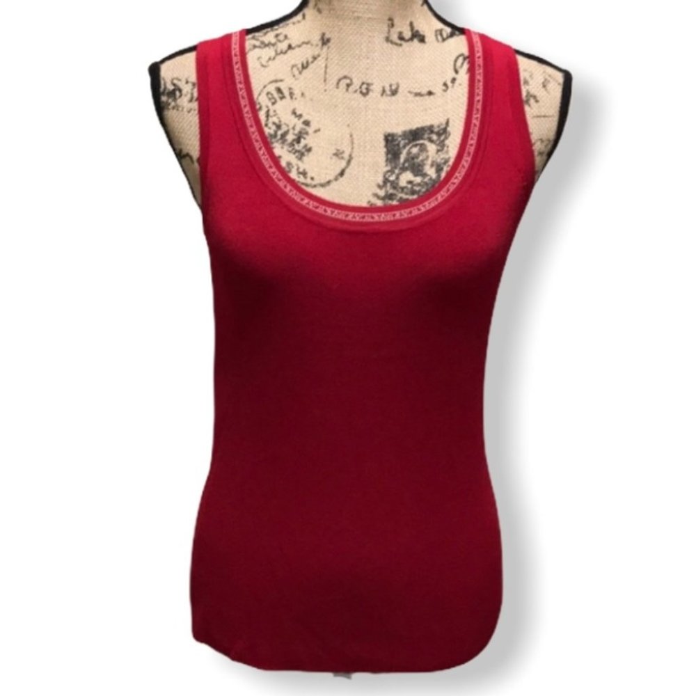 {Carmen Marc Valvo} Red Sweater Tank